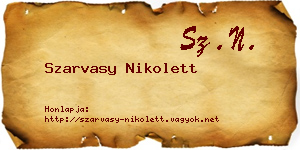 Szarvasy Nikolett névjegykártya